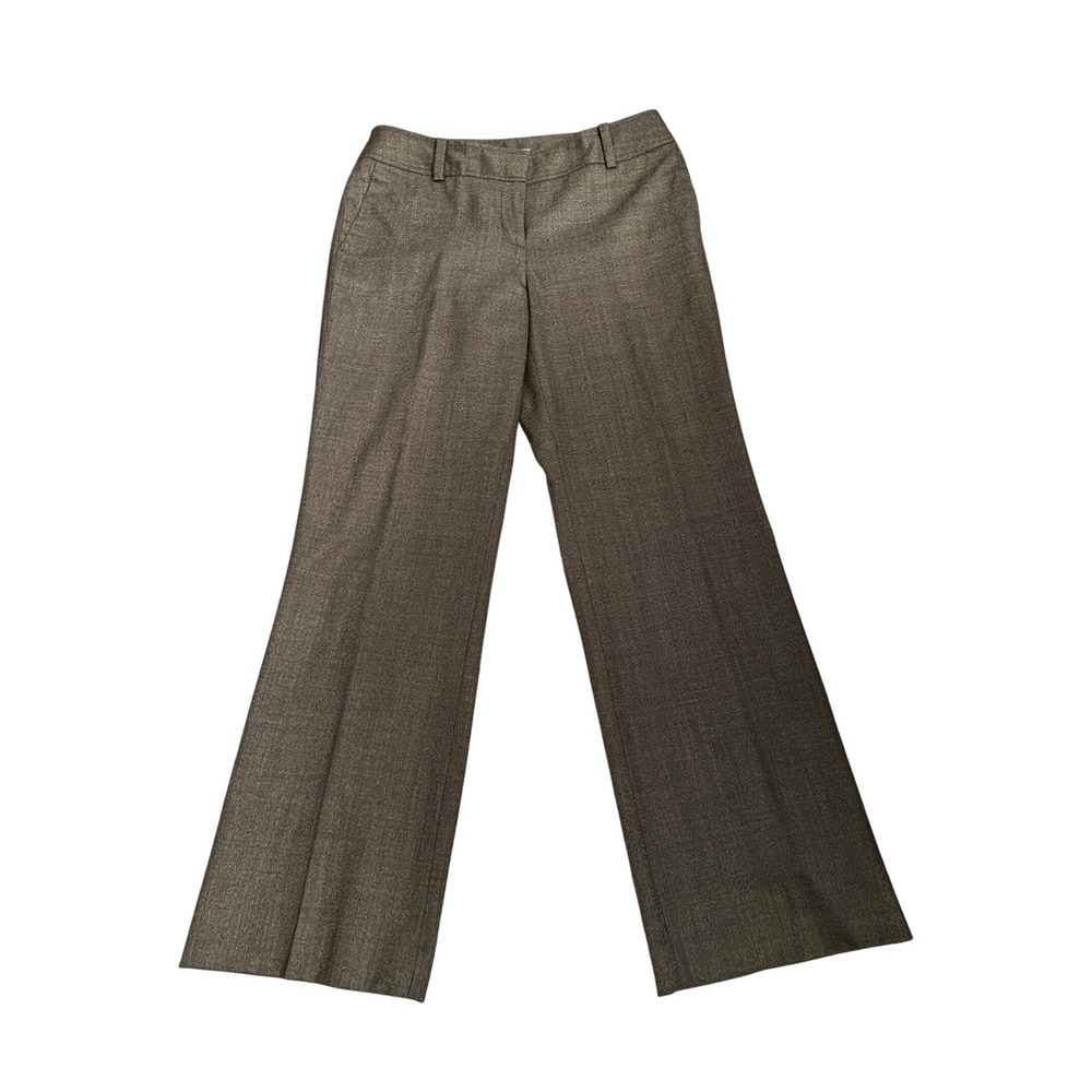 Ann Taylor Lindsay Wool Wide Leg Trousers Brown Plaid Career Petite 6P